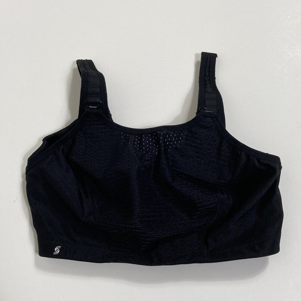 Glamorise 36F Custom Control 1166 Sports Bra Black Gym Workout Full Coverage